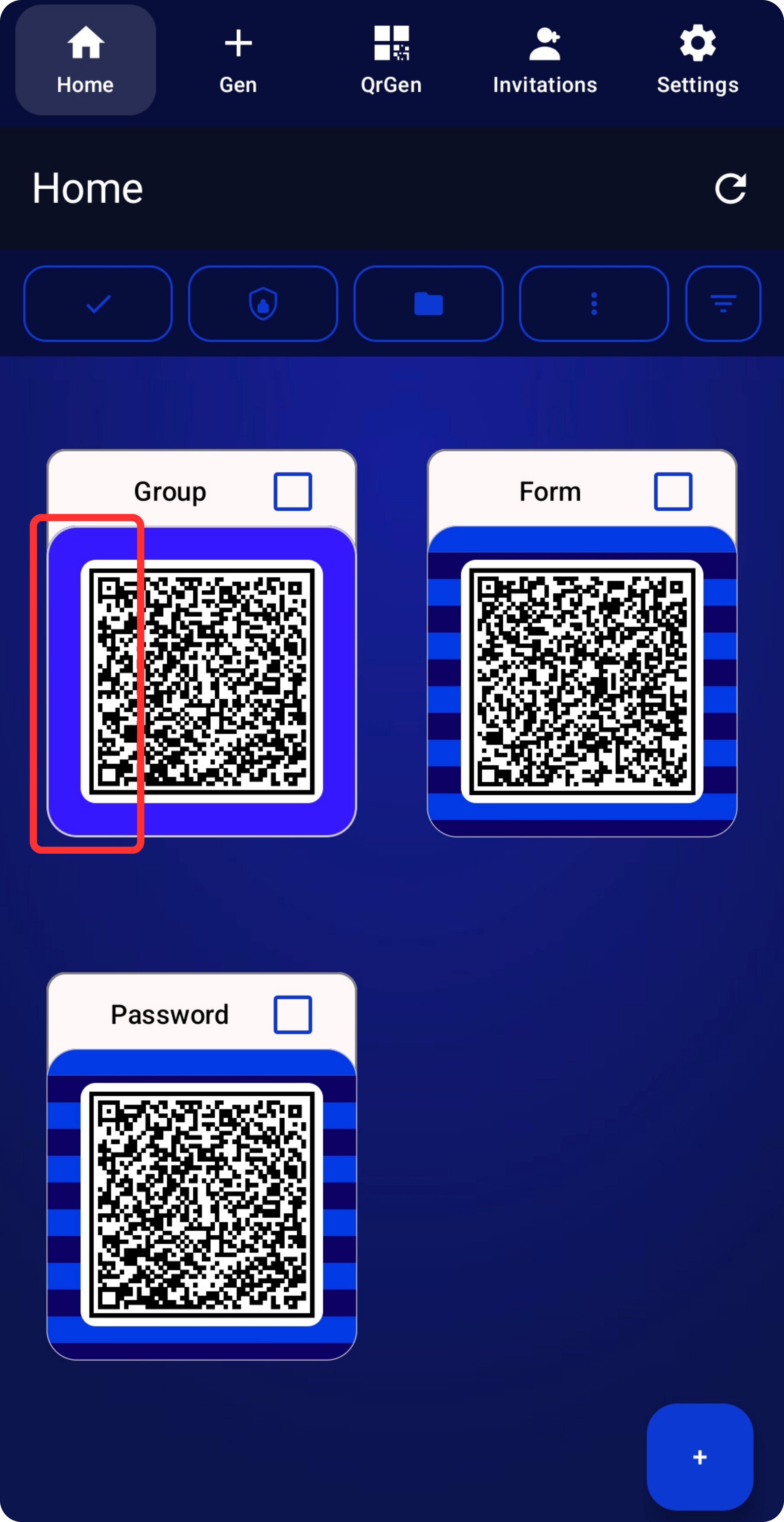WQR group card with a bold color accent for quick visual recognition.